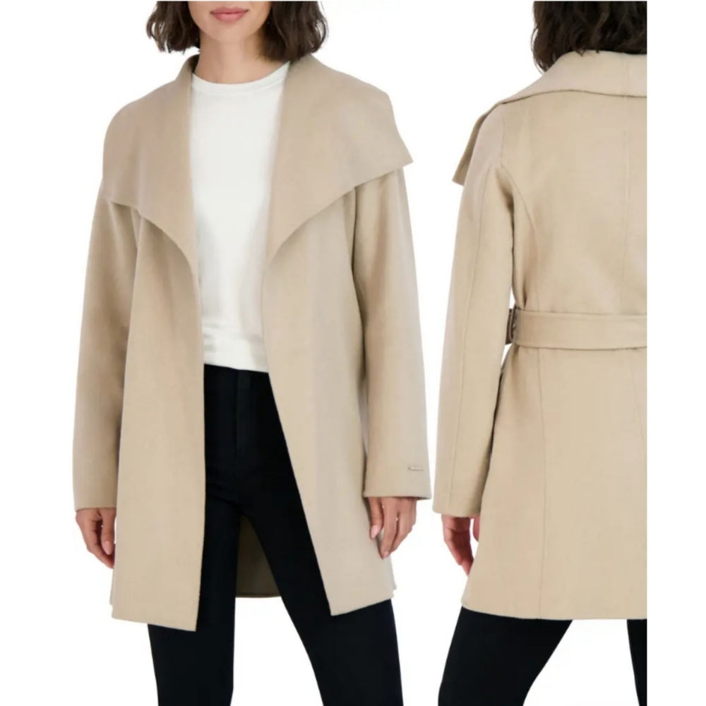 Tahari Ellie Women's Double Face Warm Wool Wrap Coat Size XLarge